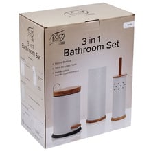 3 Piece Toilet Roll Holder, Brush & Bin Set